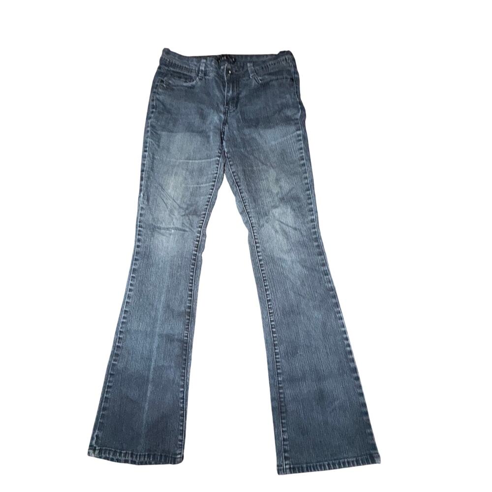 LEI Julia Chelsea Lowrise Bootcut Jeans Junior Girl's 9 Blue Y2K Stitch Pockets